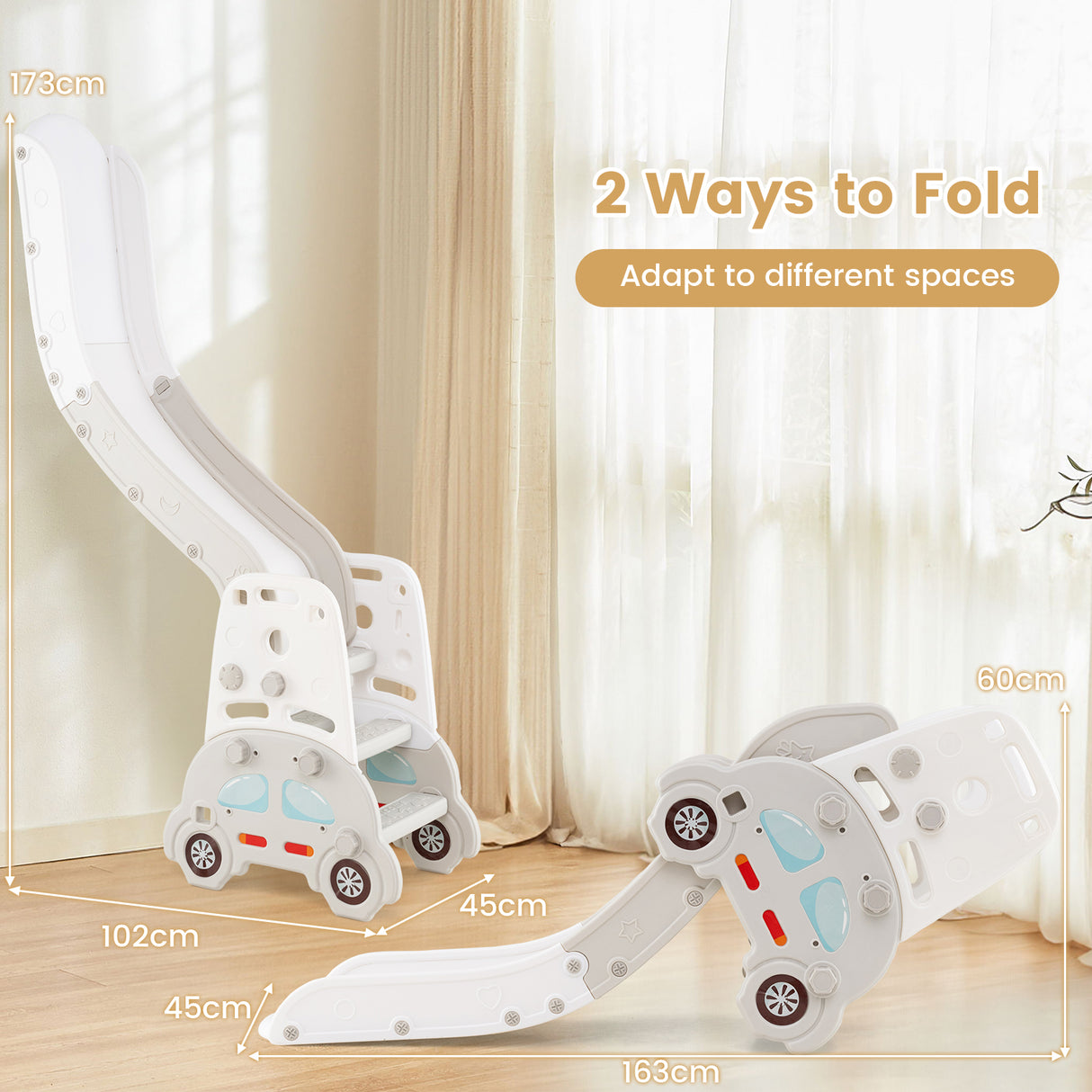 5 in 1 Convertible Kids Slide Set, Double-Sided Magnetic Dry Erase & Building Block Board