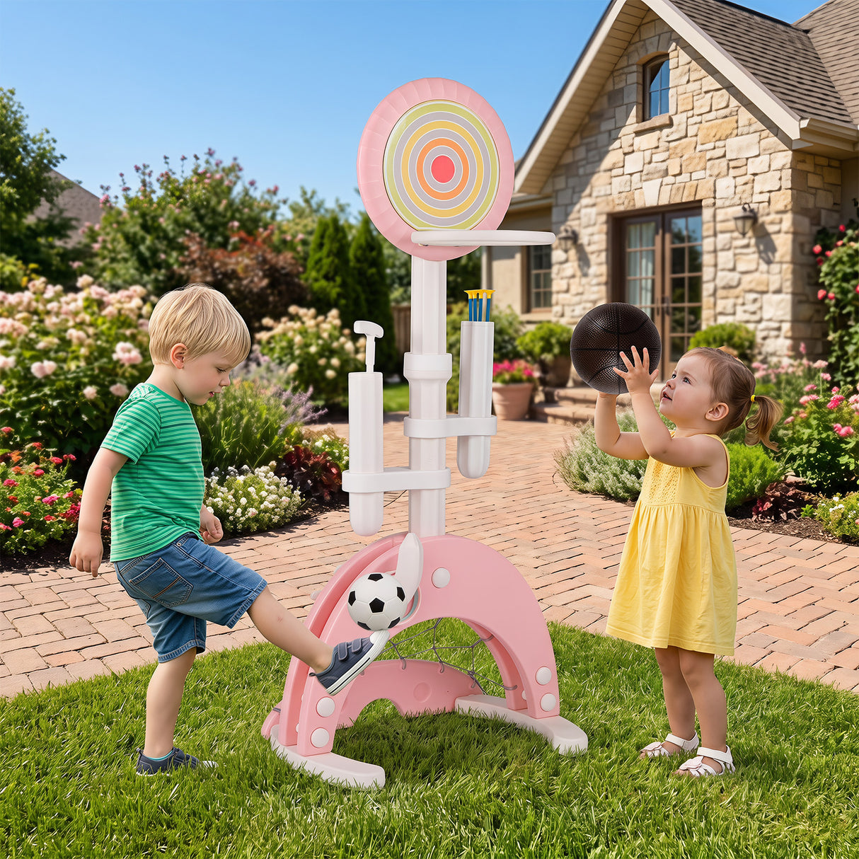 6-in-1 Toddler Basketball Hoop with 8 Adjustable Height