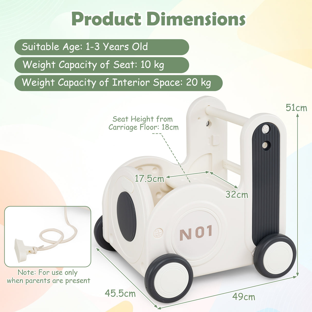 4-in-1 Push & Pull Wagon with 2-Level Adjustable Handle