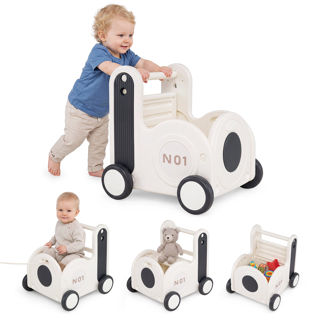 4-in-1 Push & Pull Wagon with 2-Level Adjustable Handle