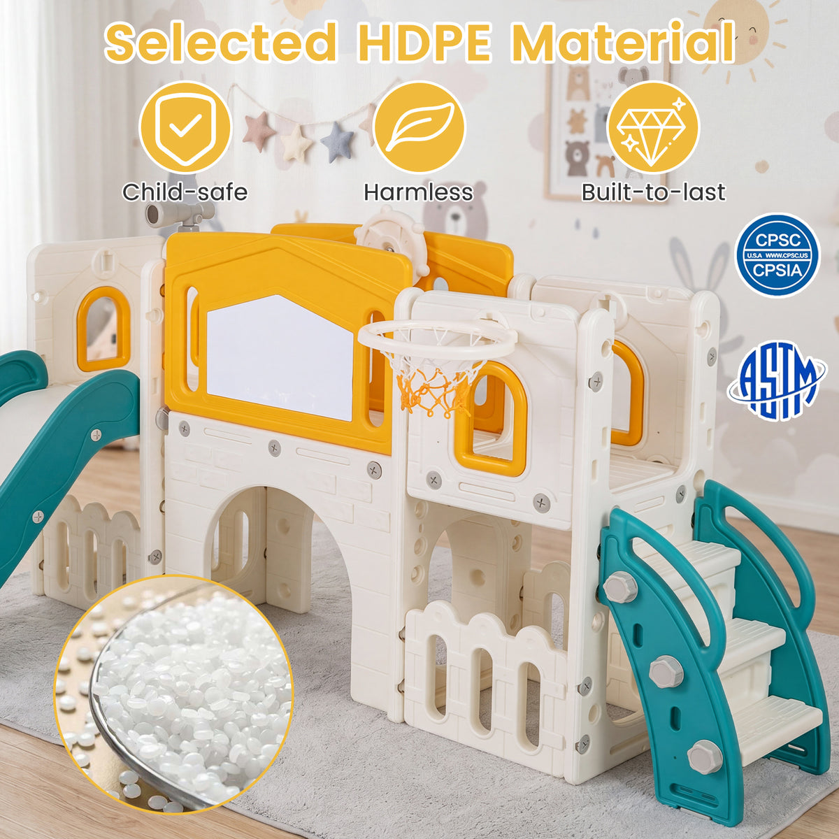 9 in 1 Toddler Slide Set, Kids Climber & Slide Playset for Boys & Girls Aged 3+ Years Old