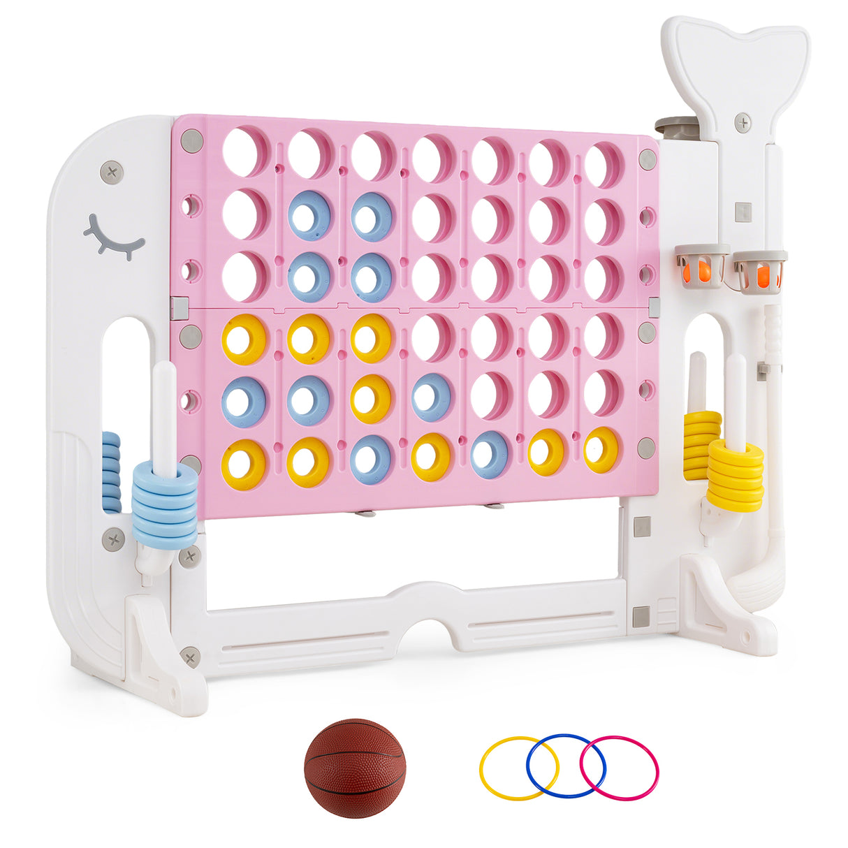 Jumbo 4-to-Score Giant Game Set with 2 Cups Holders for Indoor & Outdoor Holiday Parties