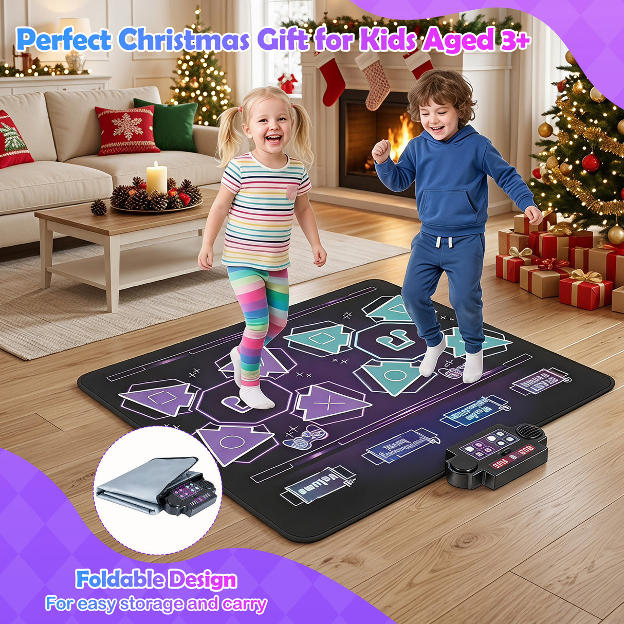 Dance Mat for Kids, Electronic Dancing Challenge Playmat with 4 Modes