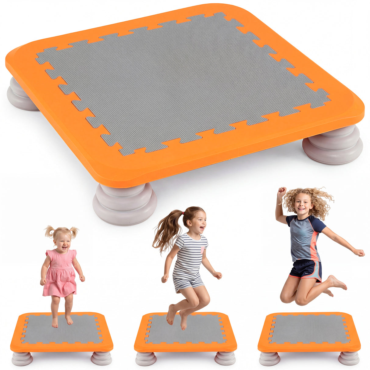 Mini Trampoline for Kids, 65 cm Trampoline Bouncing Board with 4 Removable & Non-Slip Foot Pads