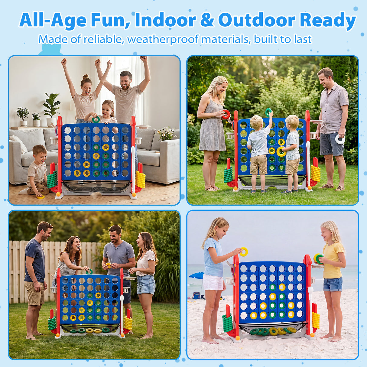 4-in-1 Jumbo Yard Game Set w/ Basketball Hoop, Ring Toss, Golf, Indoor Outdoor Family Party Games for Kids & Adults
