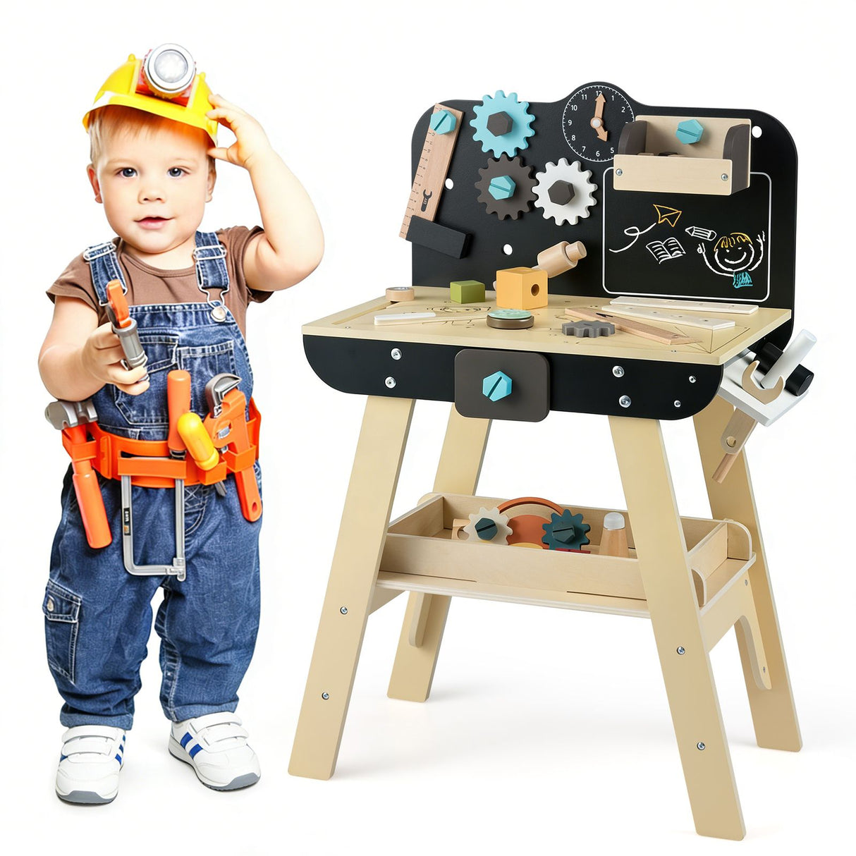 Wooden Construction Tools Workshop with Toy Tools and Accessories