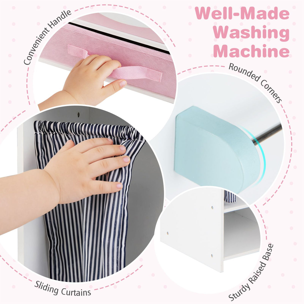 Wooden Kids Laundry Playset with Laundry Detergent Bottle