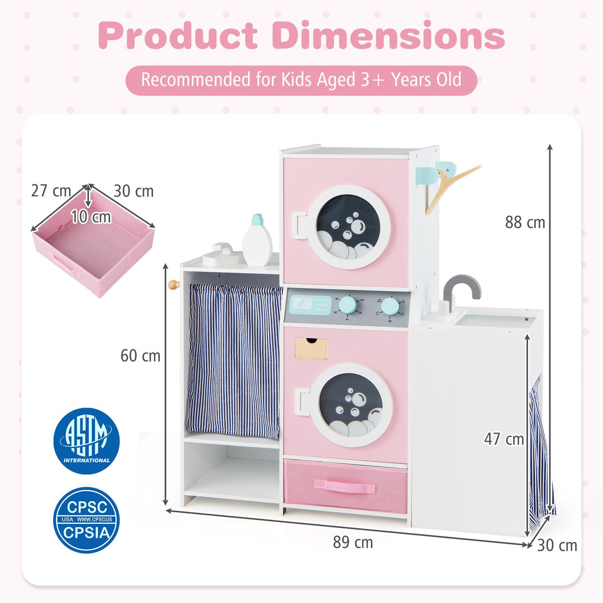 Wooden Kids Laundry Playset with Laundry Detergent Bottle