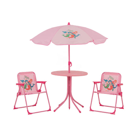 Baby Joy Toddler Outdoor Activity Table with 2 Folding Chairs & a Height Adjustable Umbrella