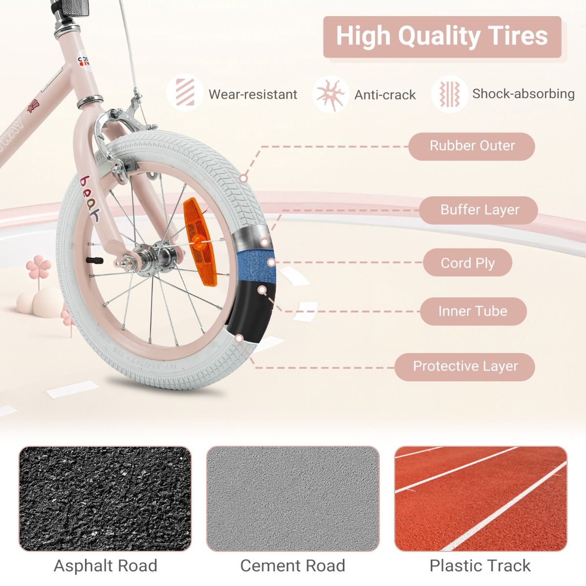 Children Training Bike with Adjustable Handlebar and Seat