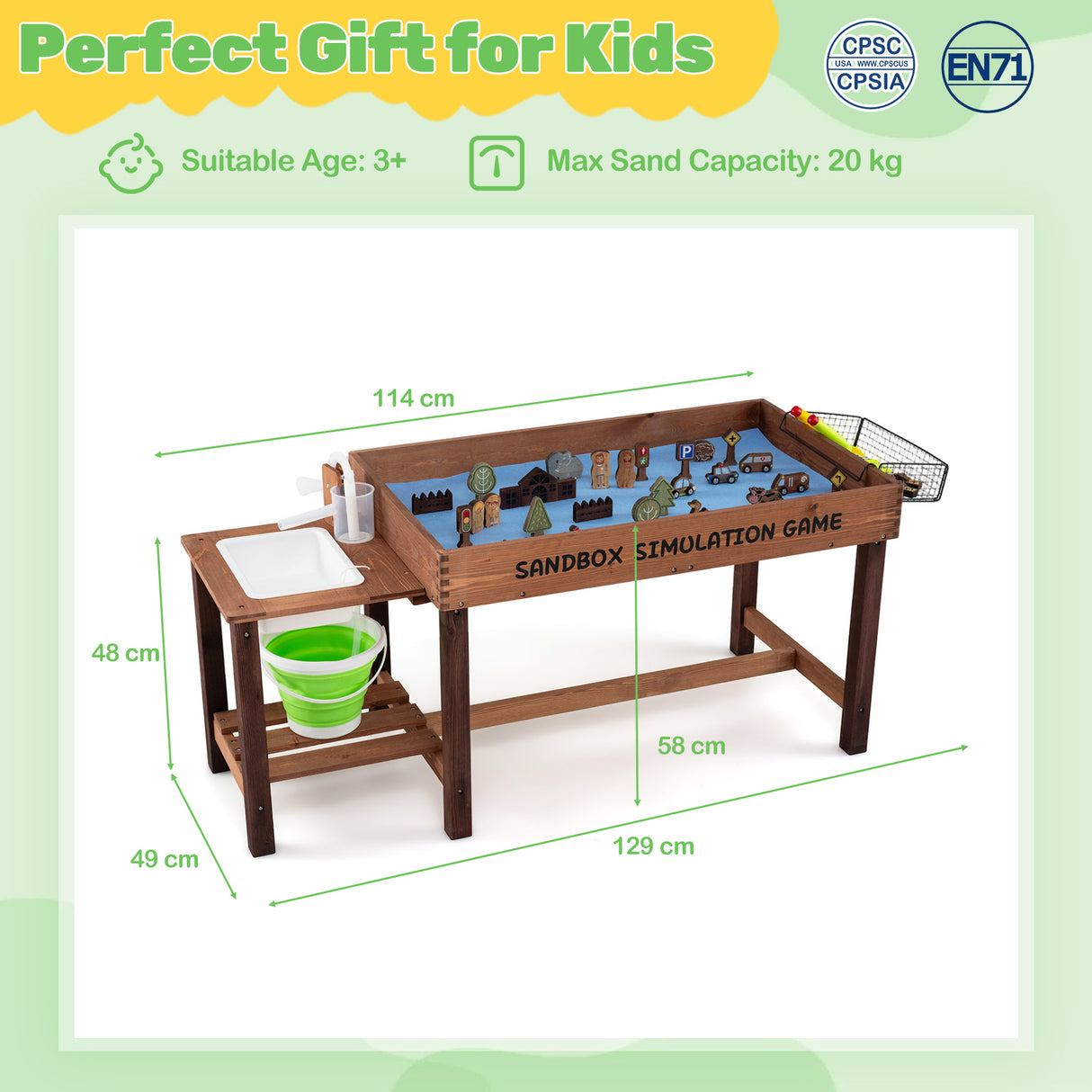 Sensory Table with Water Pump & Sink, Toddler Activity Table