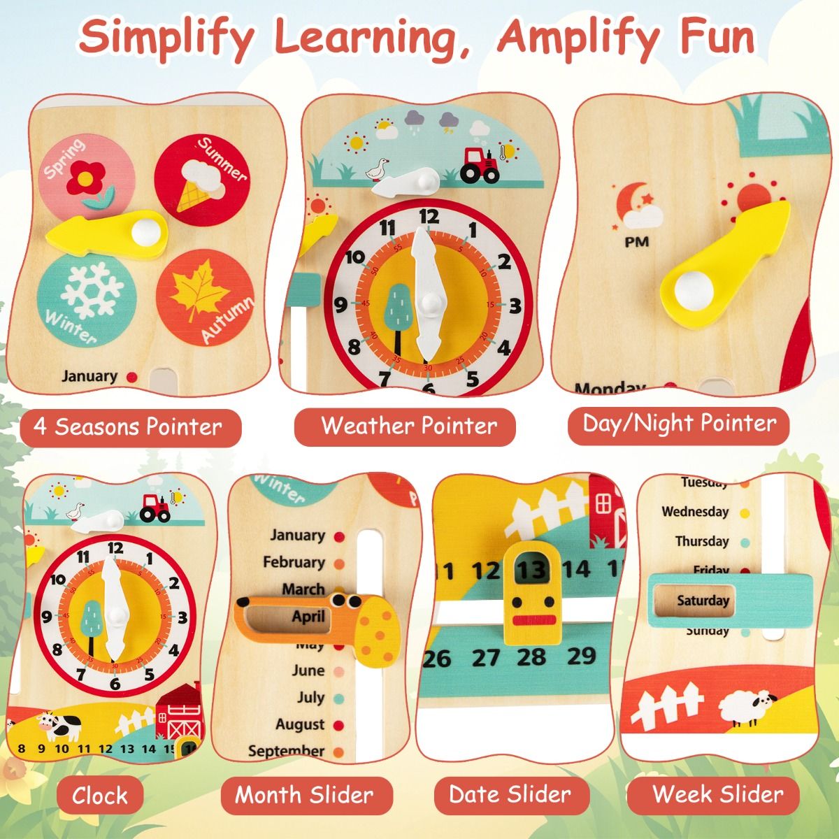 Educational Learning Clock Toy About Season and Weather