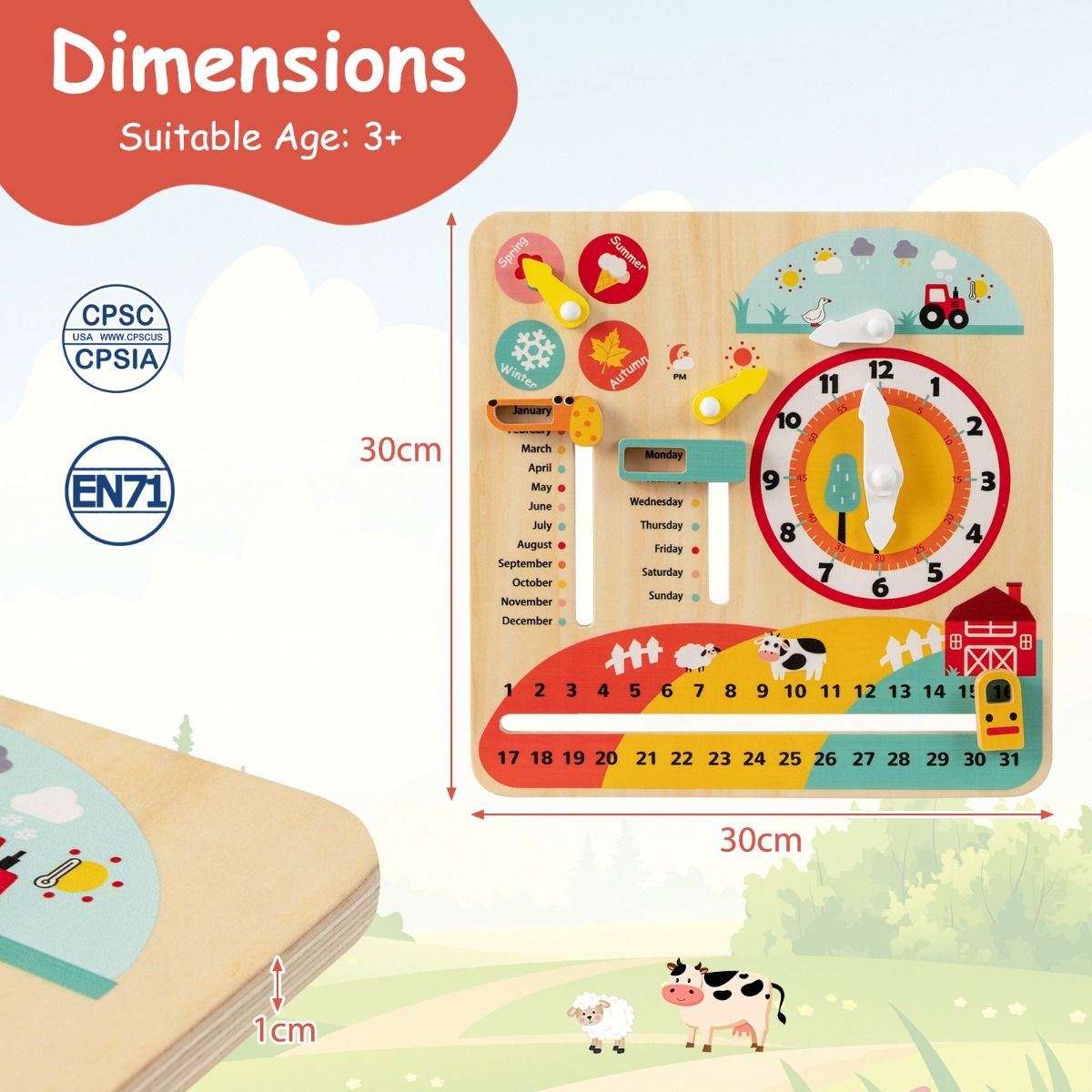 Educational Learning Clock Toy About Season and Weather