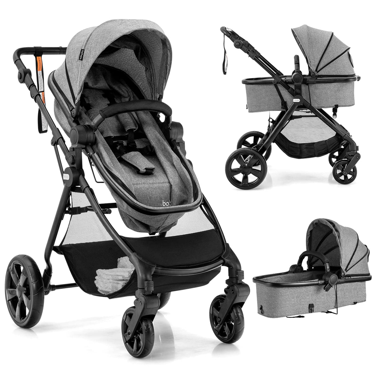 BABY JOY 2 in 1 High Landscape Baby Stroller, Convertible Baby Pram Jogger