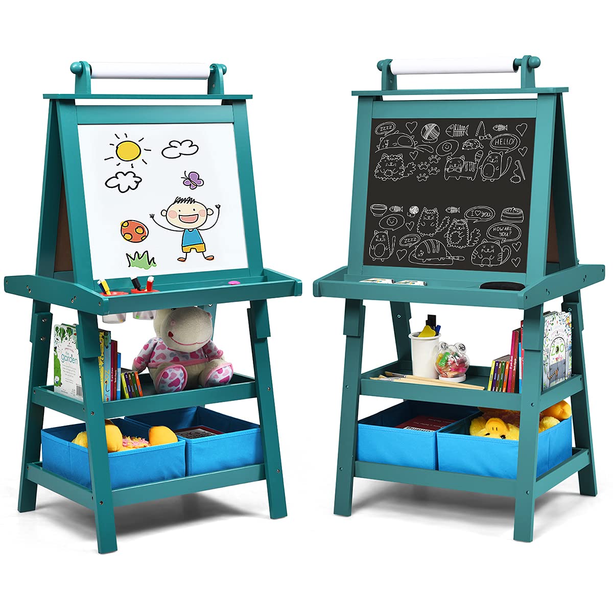 BABY JOY Kids Art Easel, 3 in 1 Double-Sided Standing Easel for Toddlers