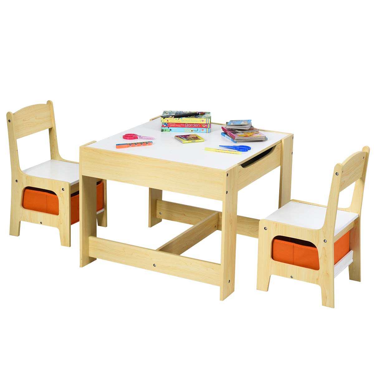 HONEY JOY 3 in 1 Kids Wooden Table & 2 Chair Set