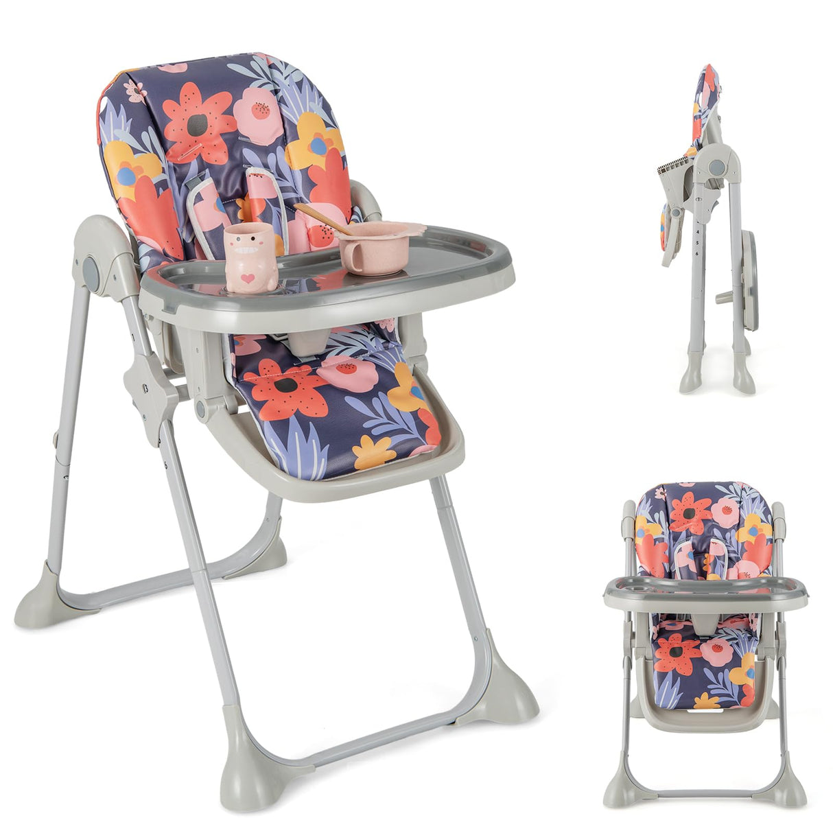 BABY JOY Baby High Chair, Folding Highchair for Toddlers w/Adjustable Height