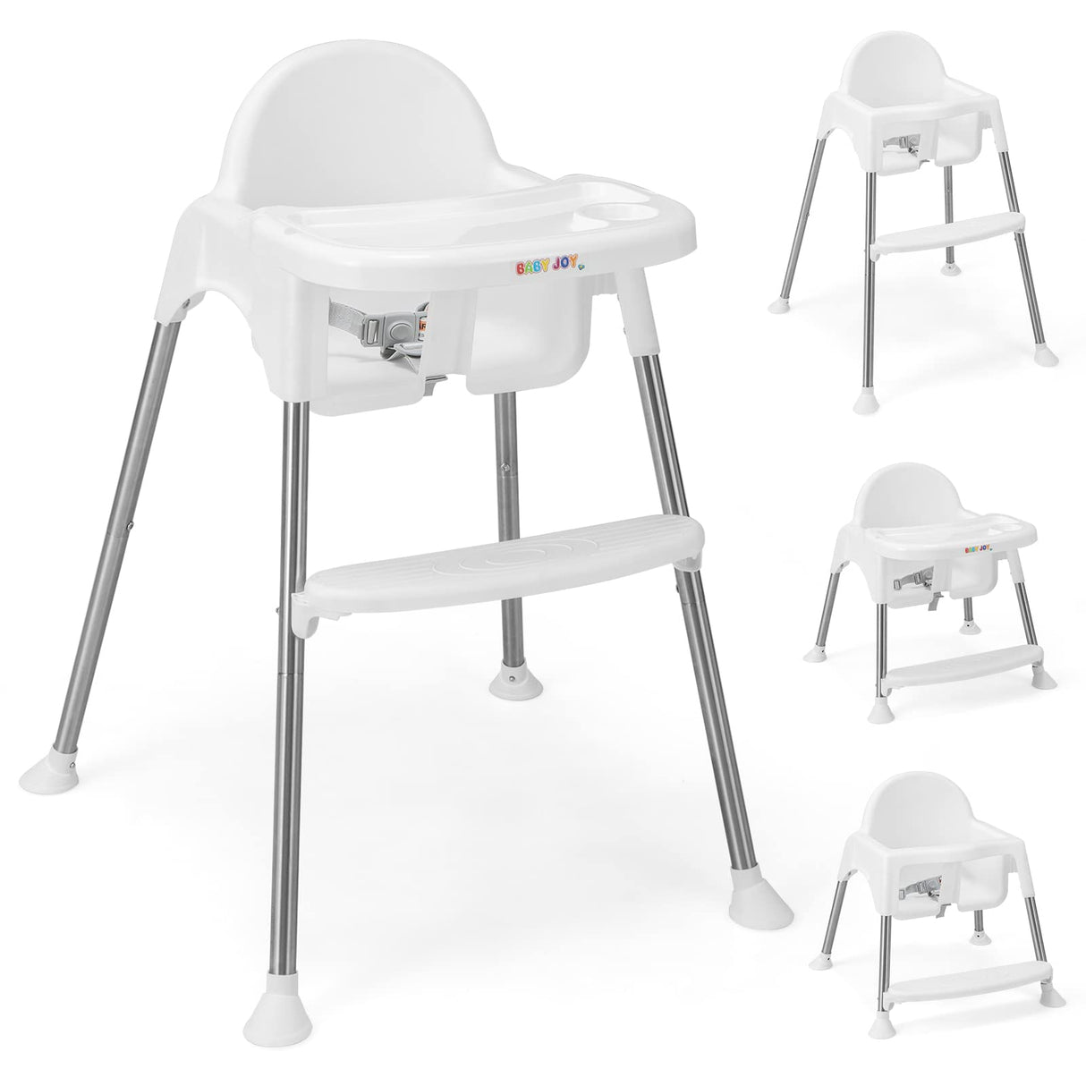 BABY JOY Baby High Chair, 4 in 1 Convertible Highchair with Adjustable Legs