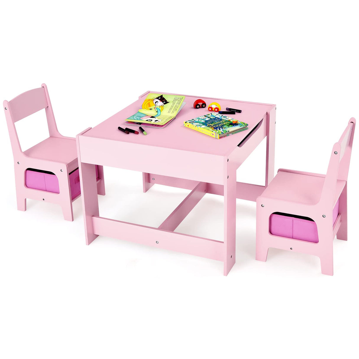 HONEY JOY 3 in 1 Kids Wooden Table & 2 Chair Set