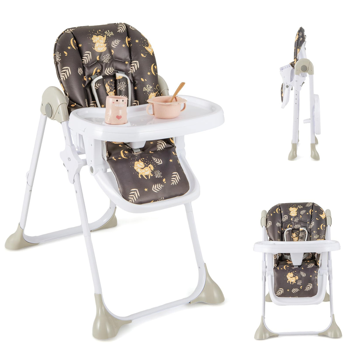 BABY JOY Baby High Chair, Folding Highchair for Toddlers w/Adjustable Height