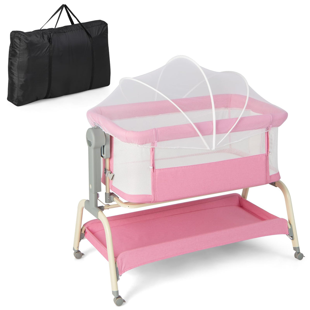 BABY JOY 4 in 1 Rocking Baby Bassinet, Newborn Infant Bedside Sleeper