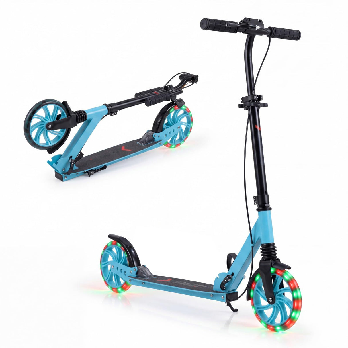 Kick Scooter with 4-Level Adjustable Handlebar, Hand Brake, Anti-Shock Suspension