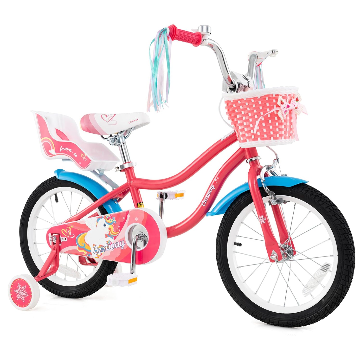 HONEY JOY 14"/16" Kids Bike Ride On Bicycle Training Wheels w/Basket 3-5 Years