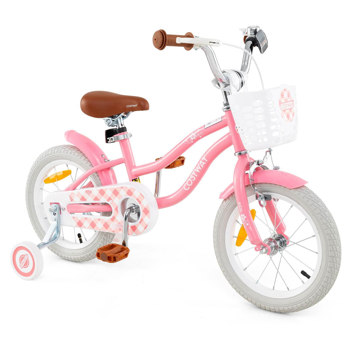 HONEY JOY Kids Bike, 14 Inch Boys Girls Bike for 3-8 Years w/Training Wheels, Adjustable Handlebar & Seat