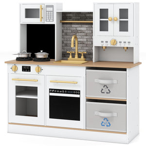 Kids Kitchen Playset Wooden Pretend Play Kitchen with Stoves