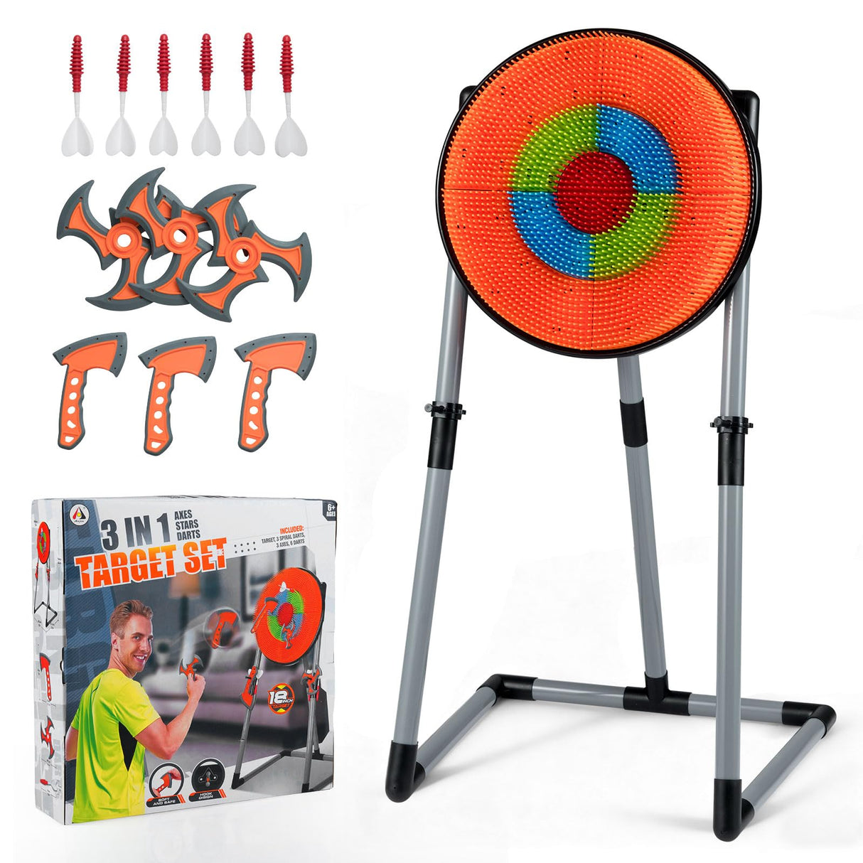 3 in 1 Throwing Target Set, Kids Throwing Game w/3 Throwing Axes