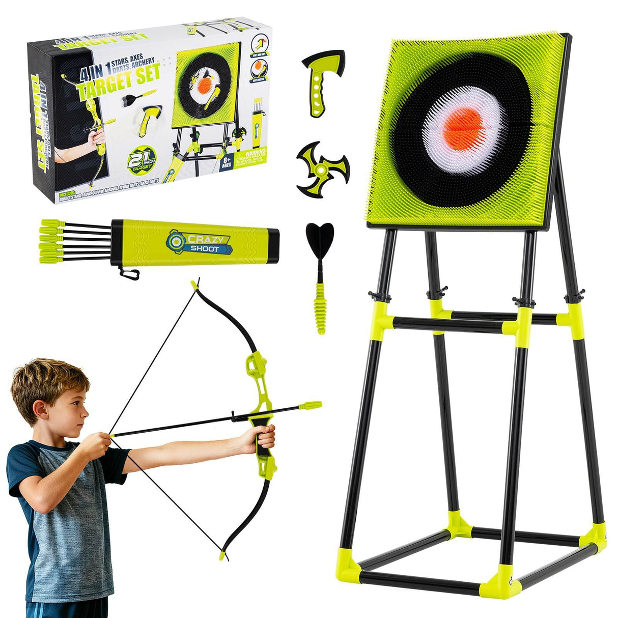 4 in 1 Throwing Target Set, Kids Throwing Game w/Bristle Target