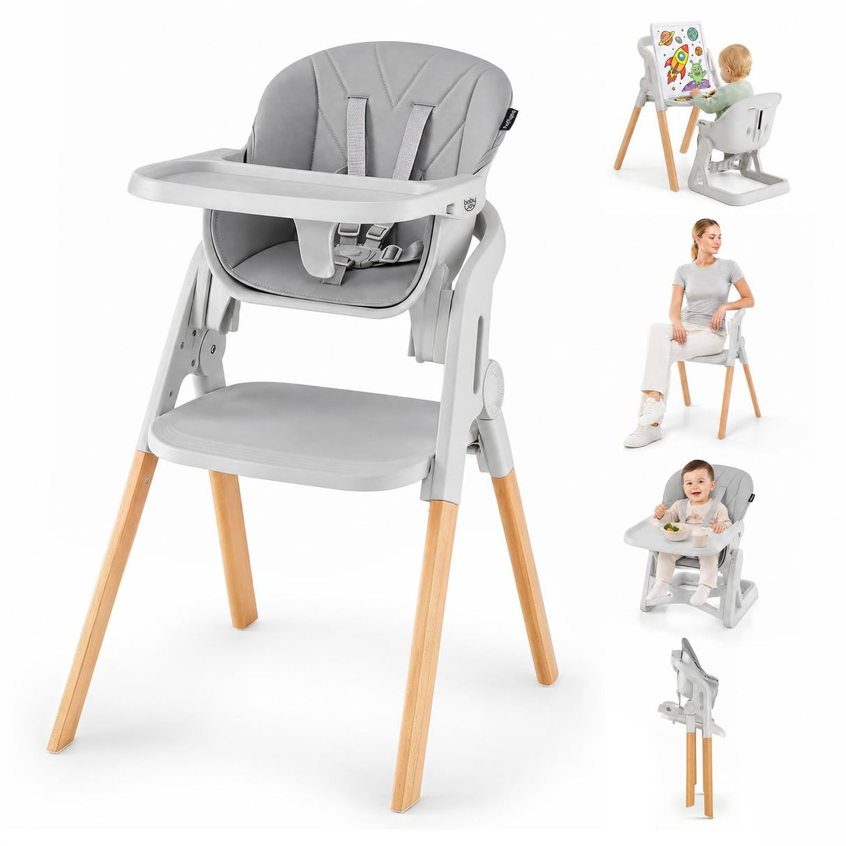 BABY JOY 7-in-1 Convertible Foldable Baby High Chair w/Adjustable Tray
