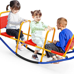 HONEY JOY Kids Seesaw Teeter Totter, Metal Rocking Seesaw Heavy Duty Indoor Outdoor Playground Equipment for Toddlers