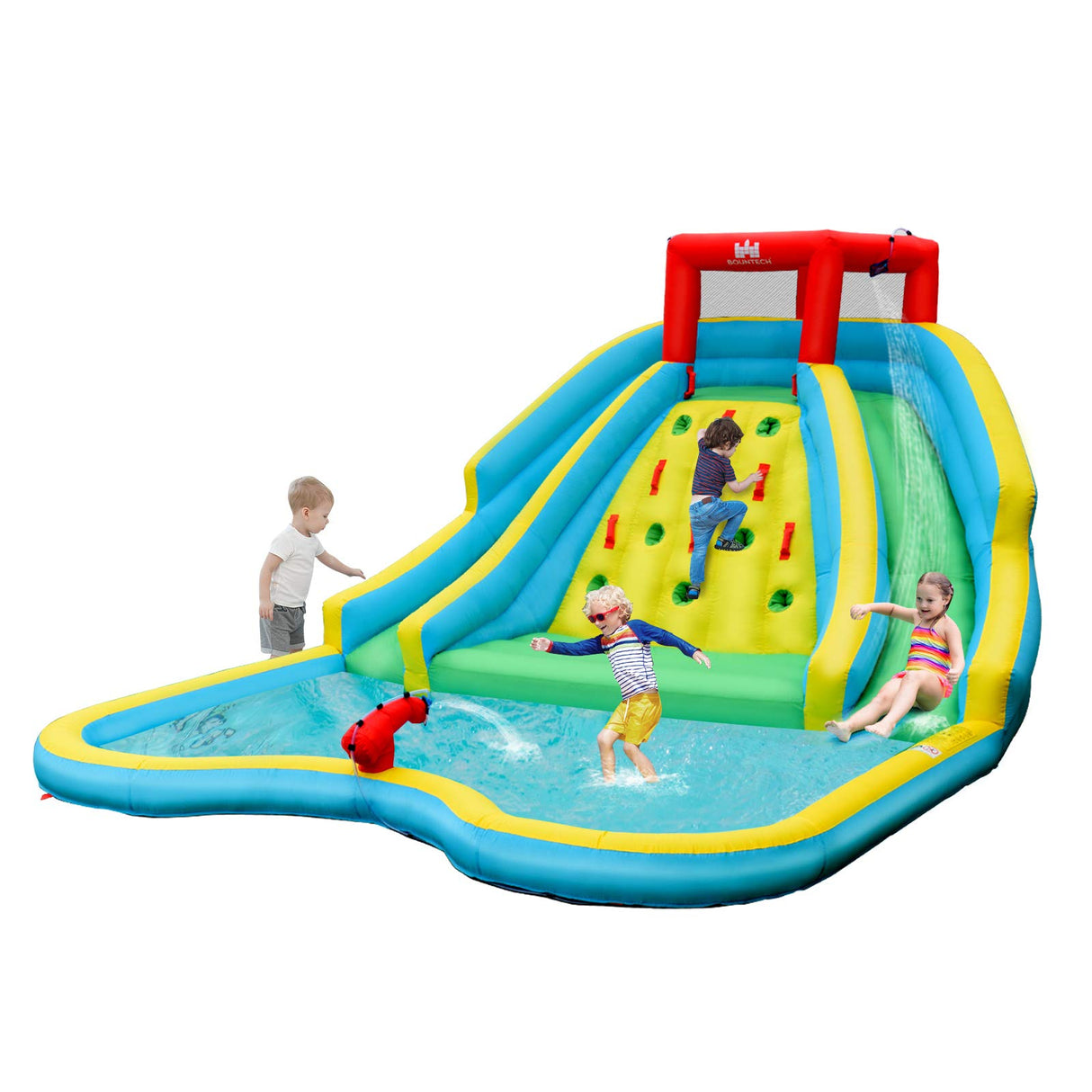 HONEY JOY Inflatable Water Slide, 452 x 365 x 233CM Giant Water Park for Kids w/Double Long Slides