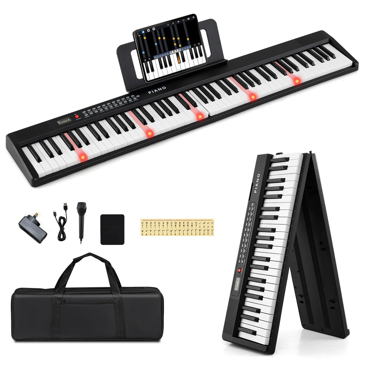 HONEY JOY 88 Keys Foldable Piano Keyboard