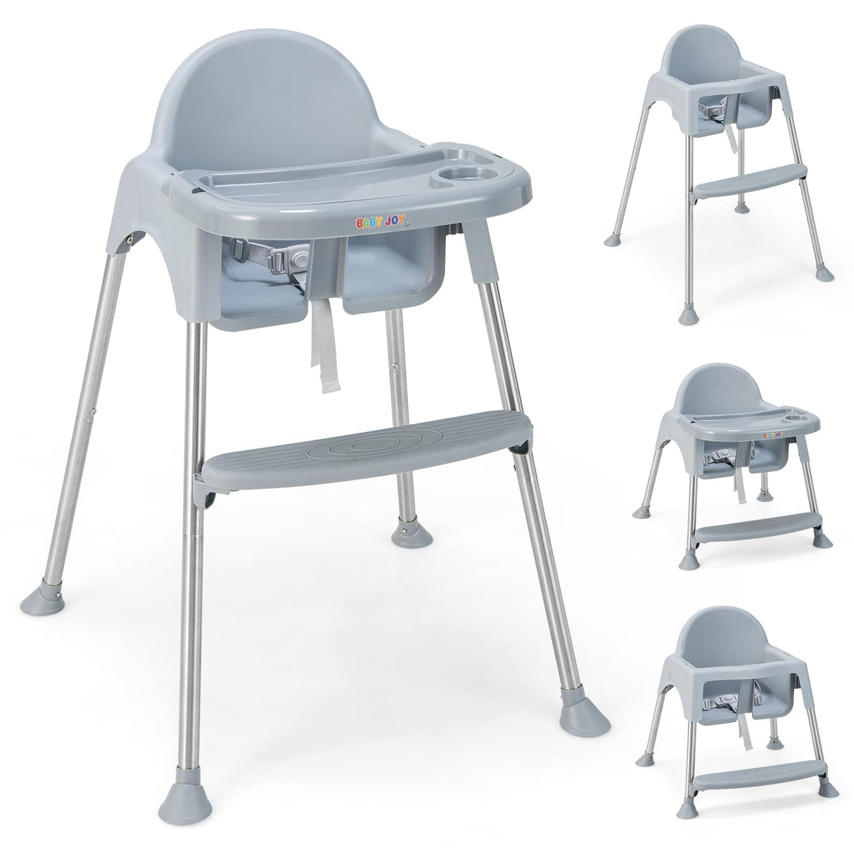 BABY JOY Baby High Chair, 4 in 1 Convertible Highchair with Adjustable Legs