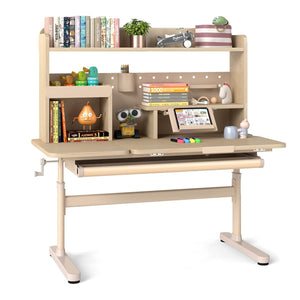 Height Adjustable Writing Table with Tilt Retractable Book Stand