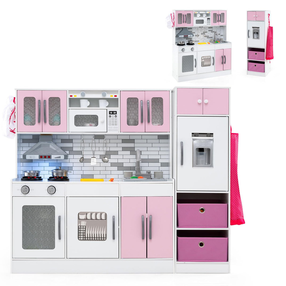 HONEY JOY Kids Kitchen Playset with Lights and Sounds