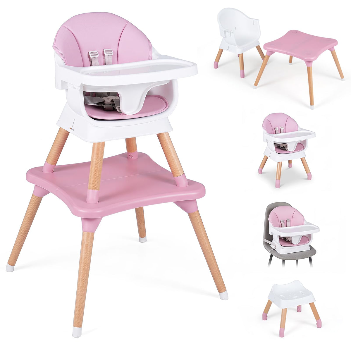 BABY JOY 9-in-1 Convertible High Chair, Kids Table and Chair Set