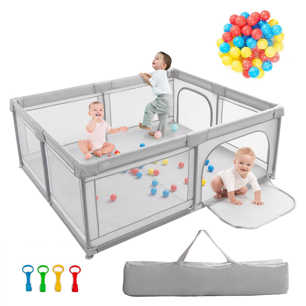 BABY JOY Baby Playpen 185 x 155 x 69 cm Large Play Yard for Infants