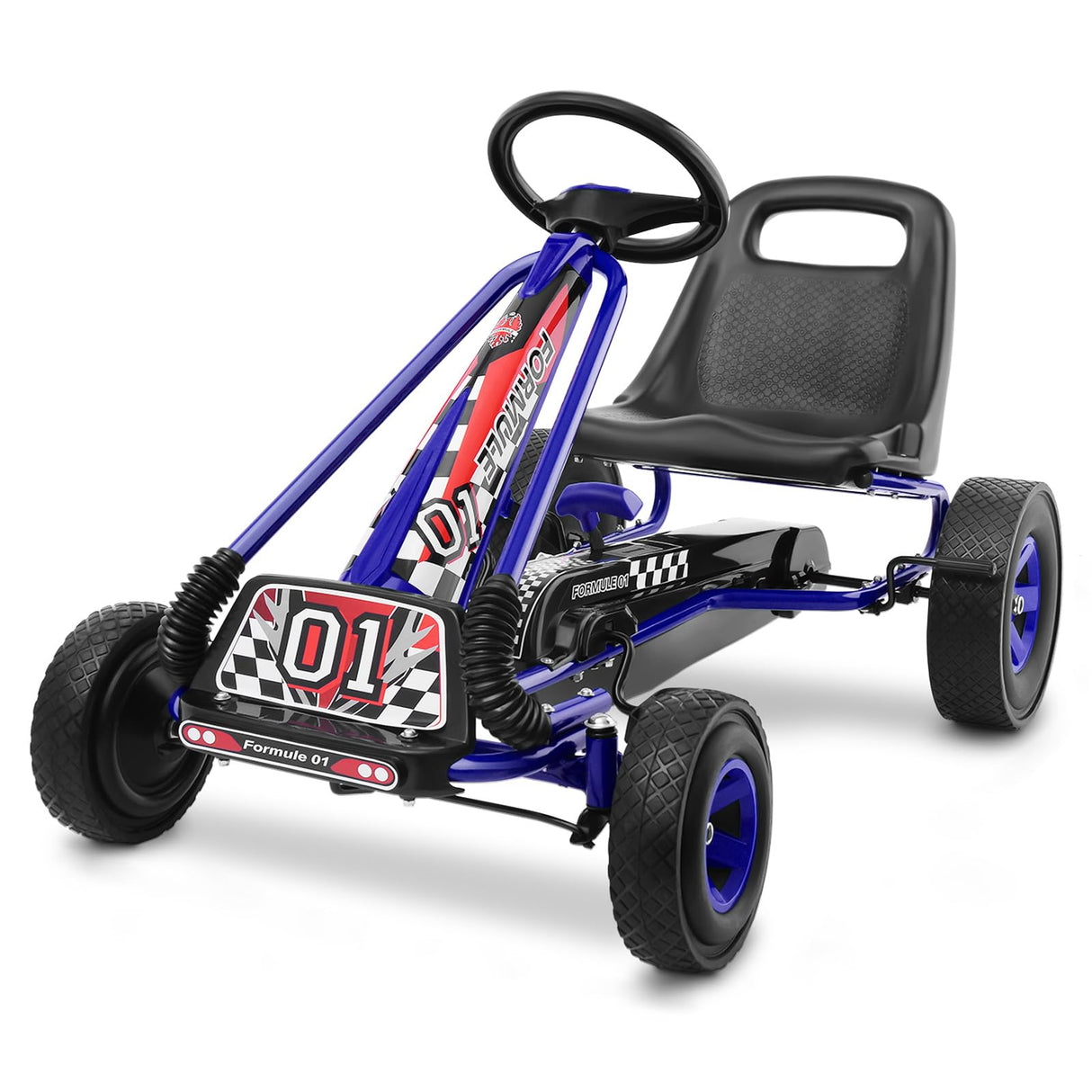 HONEY JOY Kids Pedal Go Kart, 4 Wheel Pedal Powered Ride On Toys