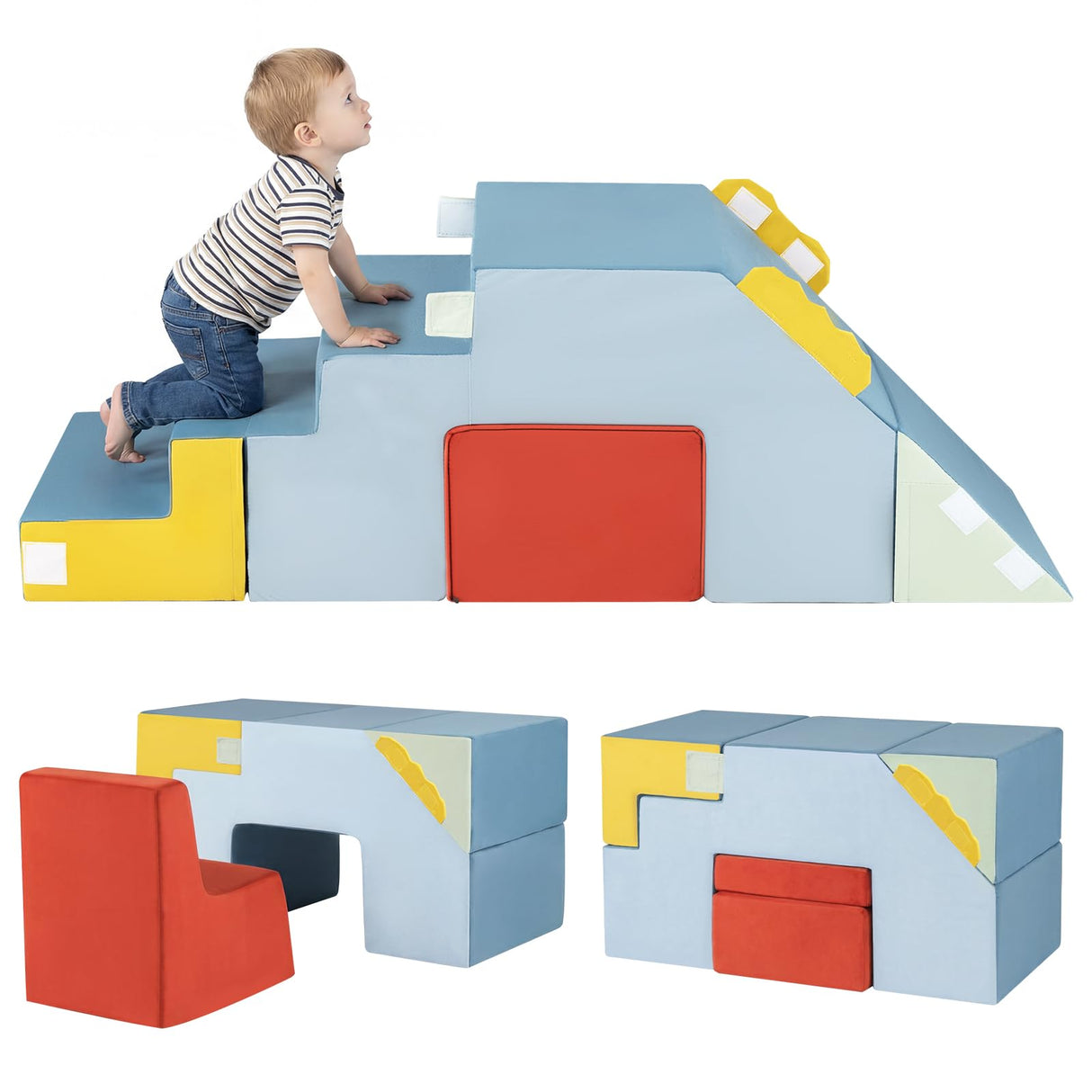BABY JOY Kids Climb & Crawl Playset, Toddler Climber with Slide & Stairs