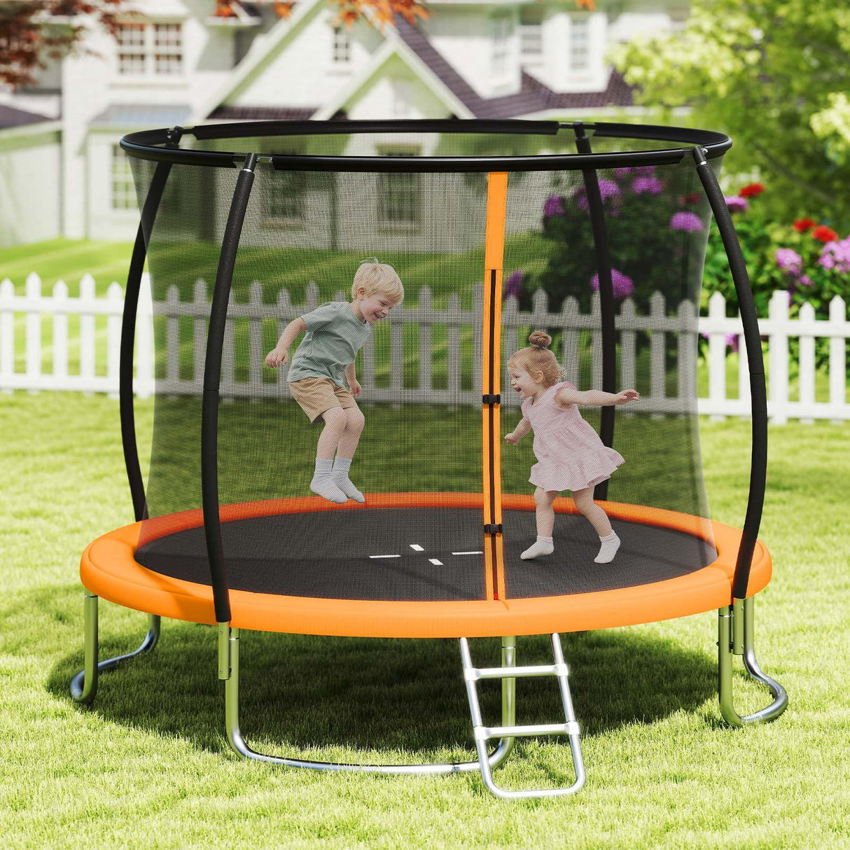12FT 10FT 8FT Outdoor Trampoline, Heavy-Duty Recreational Trampoline with Safety Enclosure Net