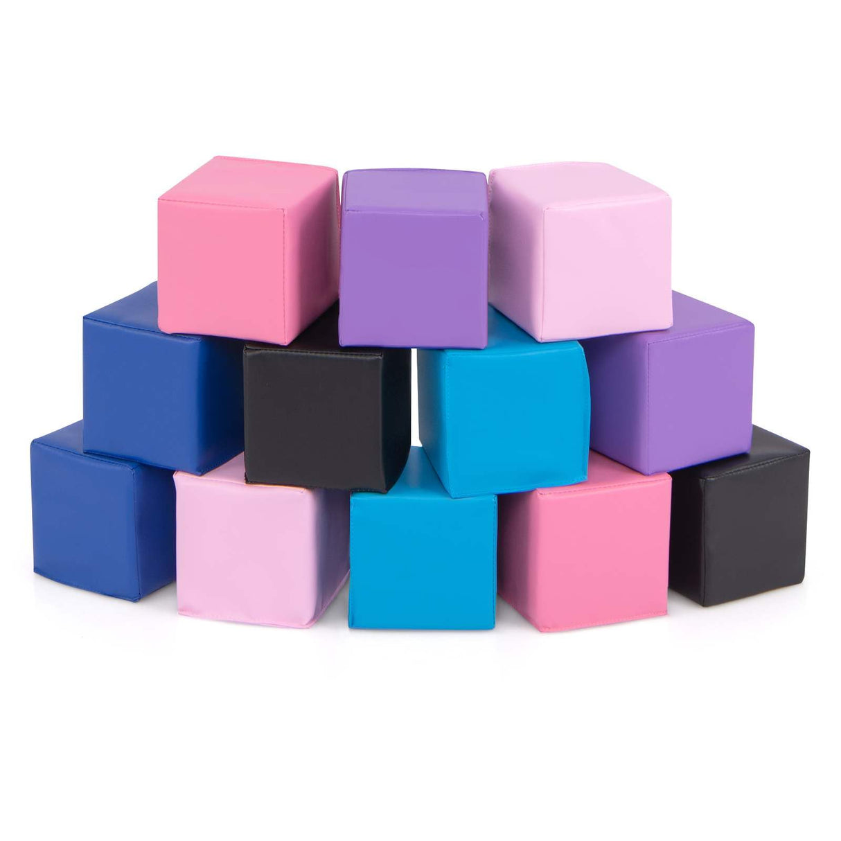 BABY JOY Foam Building Blocks, 12-Piece 14 CM Colorful Stacking Climbing Foam Cubes Play Set for Kids