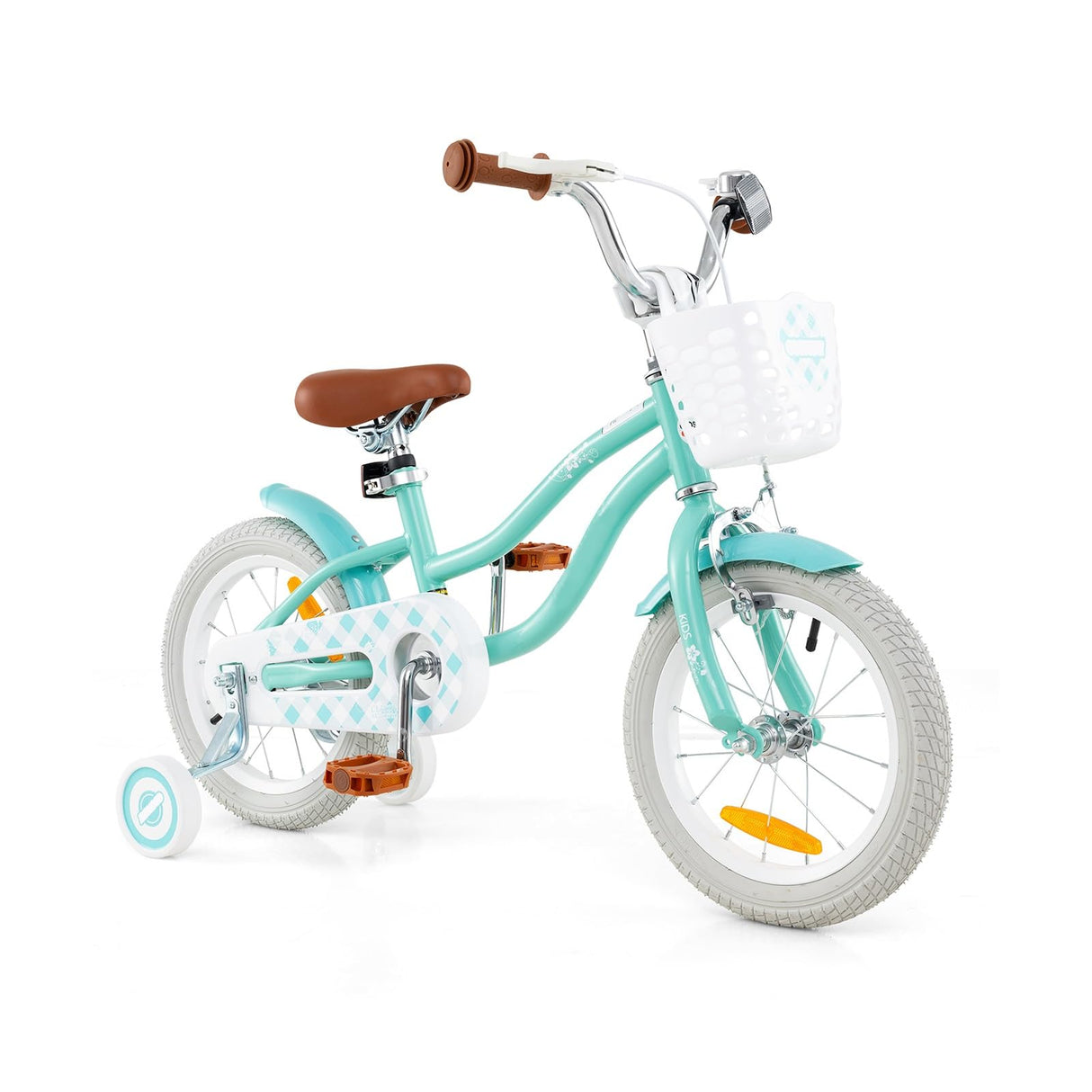 HONEY JOY Kids Bike, 14 Inch Boys Girls Bike for 3-8 Years w/Training Wheels, Adjustable Handlebar & Seat