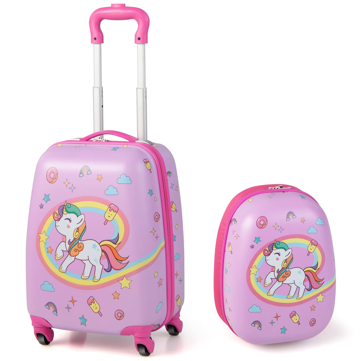 BABY JOY 2 PCS Kids Luggage Set, 13" & 16" Kids Carry On Suitcase Set