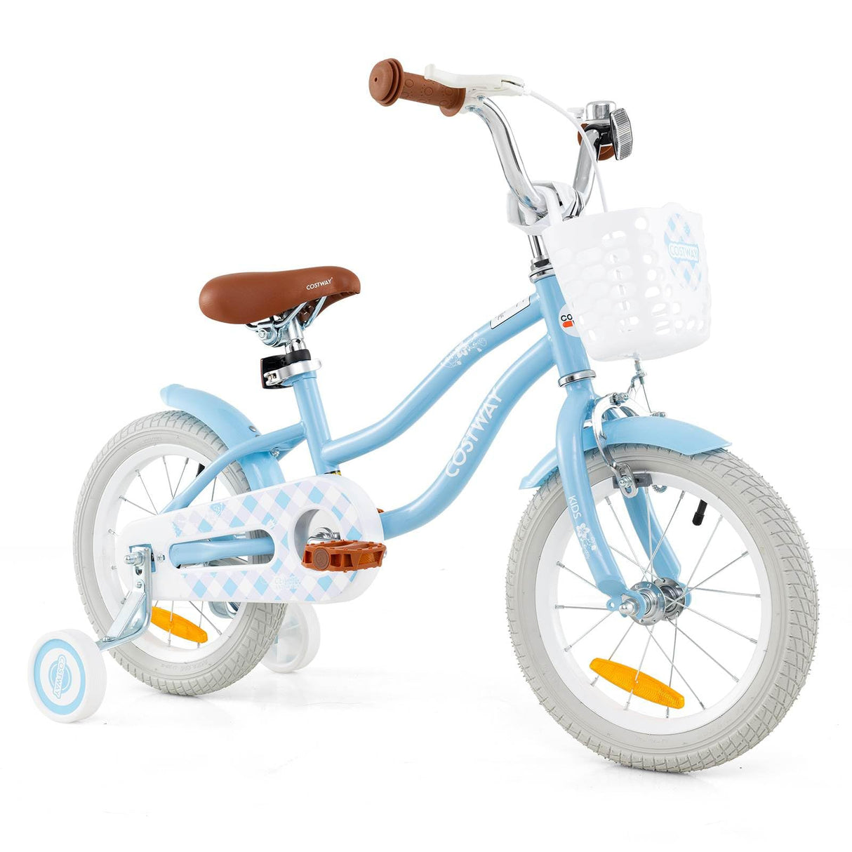 HONEY JOY Kids Bike, 14 Inch Boys Girls Bike for 3-8 Years w/Training Wheels, Adjustable Handlebar & Seat