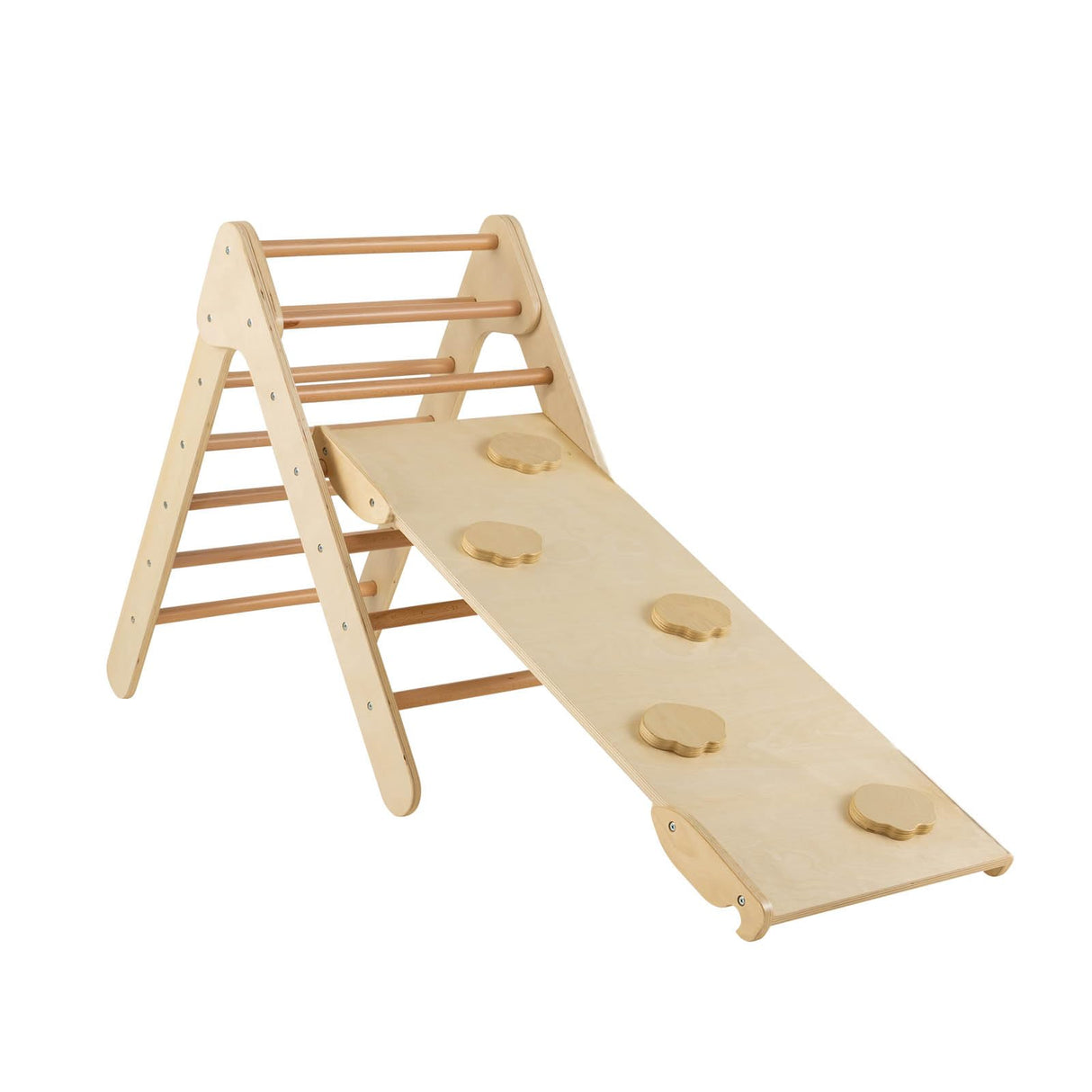 HONEY JOY Wooden Climbing Triangle Ladder for Kids, Children Montessori Triangle Climber with Adjustable Angle’s Ramp for Climb