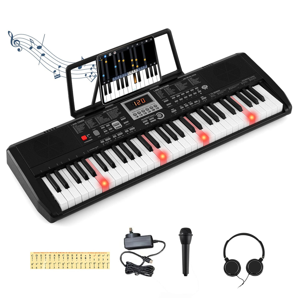 61 Keys Portable Keyboard for Beginners, Electric Piano Keyboard Kit