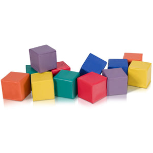 BABY JOY Foam Building Blocks, 12-Piece 14 CM Colorful Stacking Climbing Foam Cubes Play Set for Kids